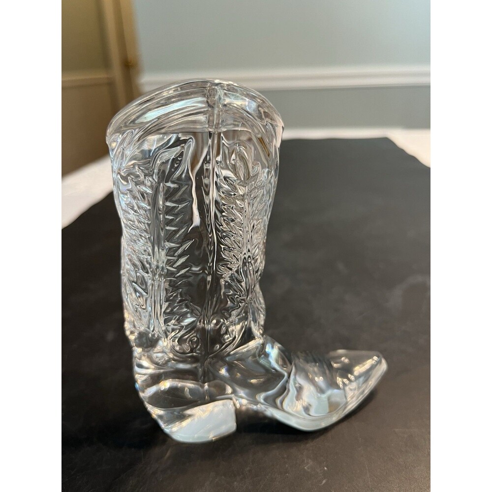 Vintage Ralph Lauren 100% Crystal Cowboy Boot Paperweight 5 inch tall